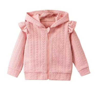 Toddler Baby Girl Zip Up Hoodies Jacket Jacquard Long Sleeve Sweatshirts Coat Fall Winter Kids Outerwear