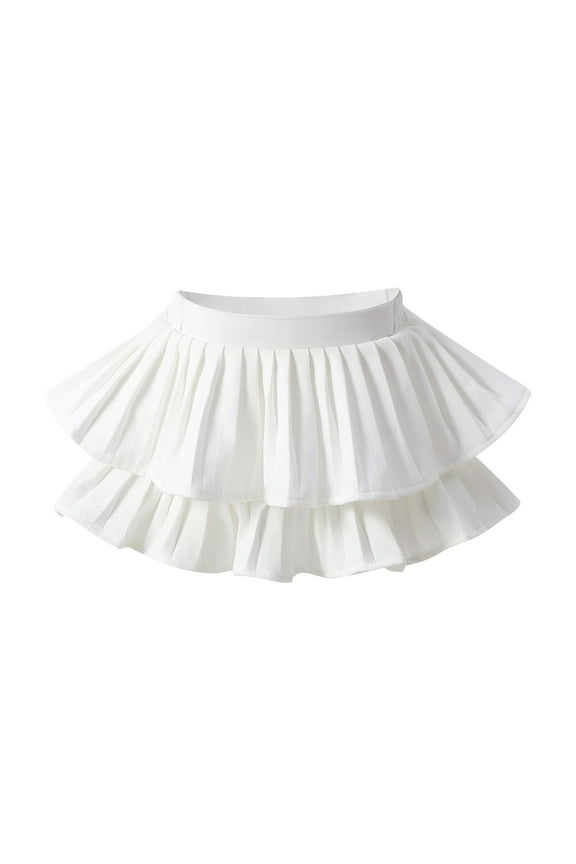 Toddler Baby Girl's Elastic High Waisted Layered Ruffle Hem Short Skirt Summer Cute Flowy Pleated Skirts for Kids 0M-15Y