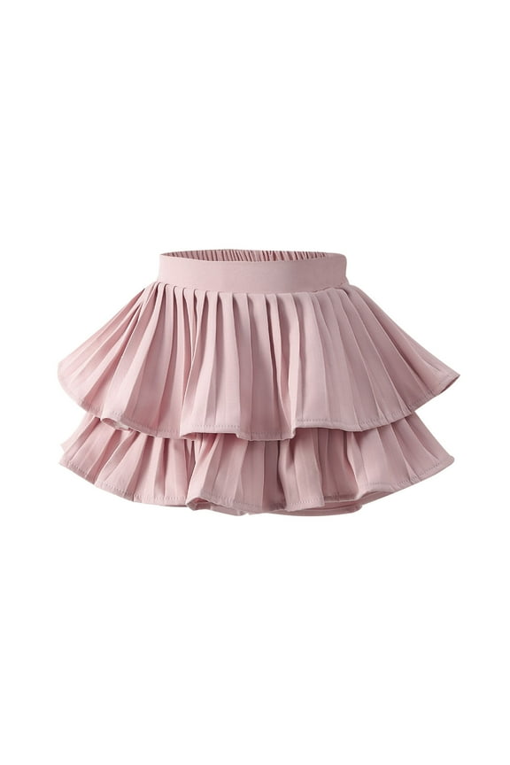Toddler Baby Girl's Elastic High Waisted Layered Ruffle Hem Short Skirt Summer Cute Flowy Pleated Skirts for Kids 0M-15Y