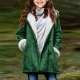 thumbnail image 1 of Toddler Baby Girl's Oversized Casual Jackets New Winter Coats for Girls Long Sleeve Button up Fleece Hoodie Warm Jacket Hooded Thicken Outwear with Pockets Green 10 Years, 1 of 5