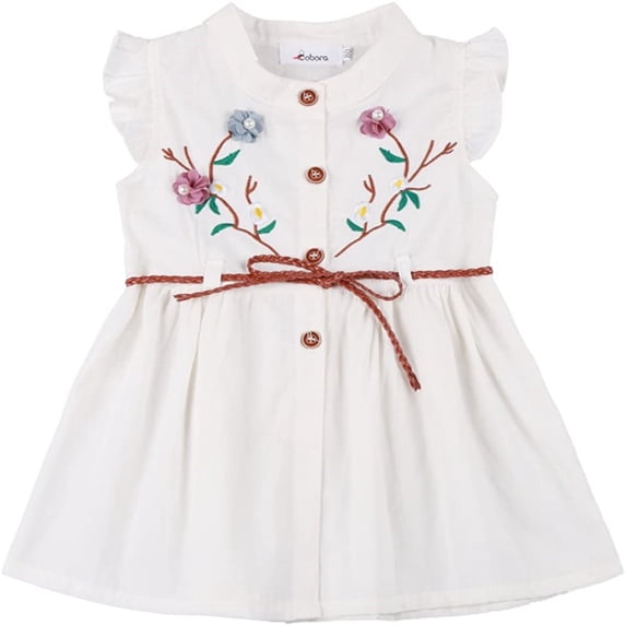 Toddler Baby Girl's Sleeveless Embroidered Flower Cotton Party Wedding Princess Dresses 1-4 Years