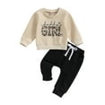 thumbnail image 1 of Toddler Baby Girls 2 Piece Outfit 0 6 12 18 24 Months 2T 3T Leopard Letter Print Long Sleeve Sweatshirt and Elastic Pants Set Baby Cute Fall Clothes, 1 of 9