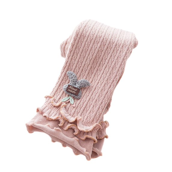 Toddler Baby Girls Ankle Leggings Pants Ruffle Lace Footless Tights Kids Cable Knit Cotton Stockings Pantyhose, 0-8 Years
