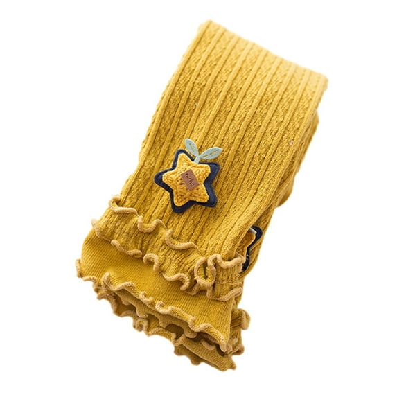 Toddler Baby Girls Ankle Leggings Pants Ruffle Lace Footless Tights Kids Cable Knit Cotton Stockings Pantyhose, 0-8 Years