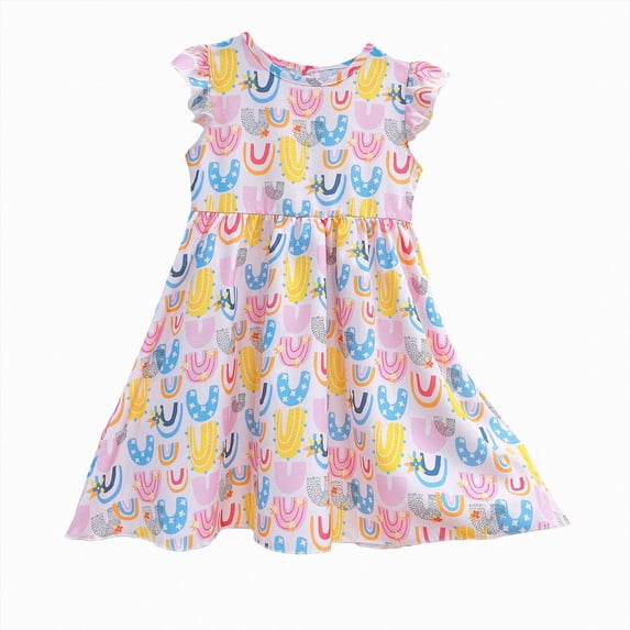 Toddler Baby Girls Boho Ruffled Sleeveless Kids Cute Print Summer Beach Floral Dress