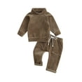 thumbnail image 1 of Toddler Baby Girls Boy Warm Outfit Striped Plush Long Sleeve Sweatshirt and Elastic Pants Set, 1 of 7