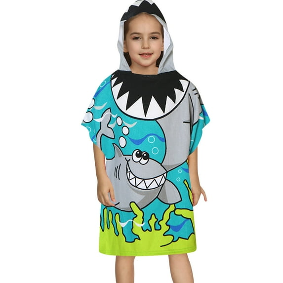 Toddler Baby Girls Boys Cartoon Beach Towel Hooded Swimsuit Cover-up Sundress