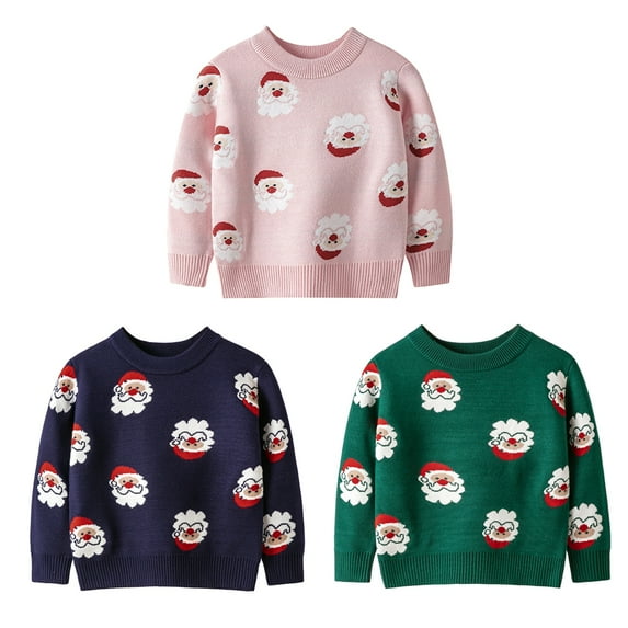Toddler Baby Girls Boys Christmas Sweater Little Kids Christmas Knit Sweatshirt Pullover Long Sleeve Winter Clothes