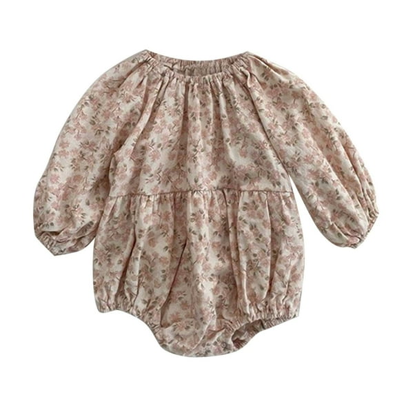 Toddler Baby Girls Boys Floral Cotton Fall Long Sleeve Romper Bodysuit Clothes Cute Outwear