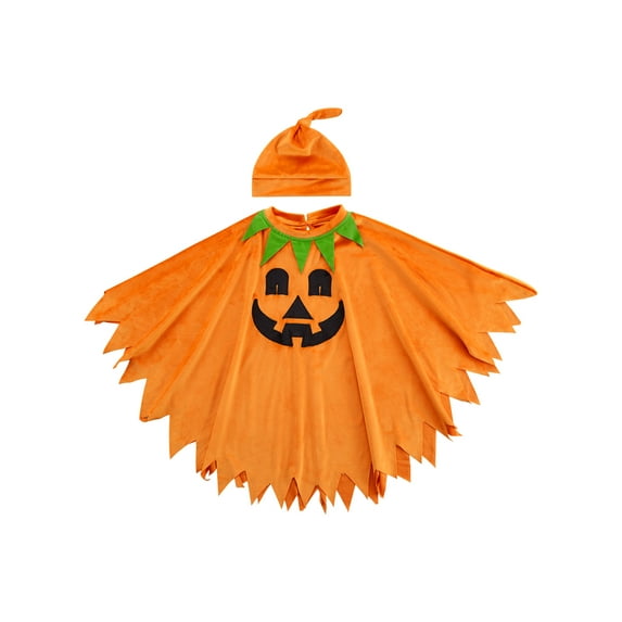 1-6T Toddler Girls Boys Ghost Cape Costume Kids Baby Halloween Hooded Cloak Party Trick-or-Treating Cosplay