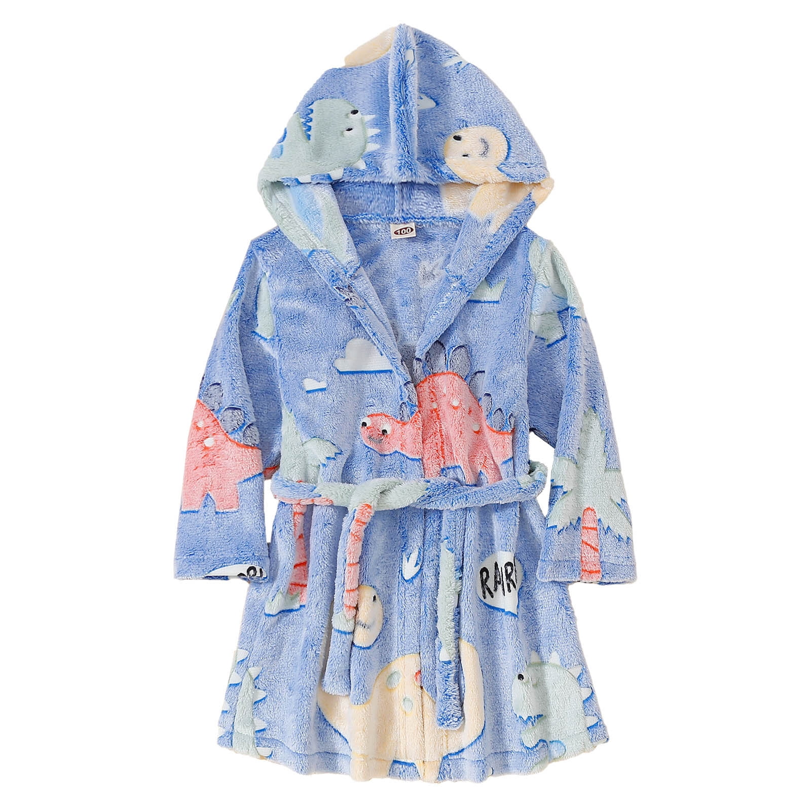 Toddler Baby Girls Boys Pajamas Kids Print Bathrobes Hooded Warm