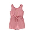 thumbnail image 1 of Toddler Baby Girls Boys Playsuit 6 12 18 24 Months 2T 3T 4T Solid Color Crew Neck Sleeveless Jumpsuits Summer Casual Clothes Bodysuits Romper, 1 of 9