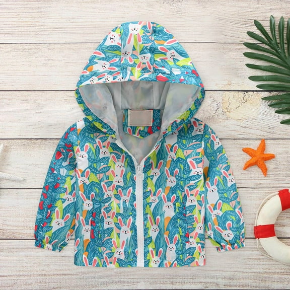 Toddler Baby Girls Boys Rain Jacket Lightweight Waterproof Raincoat Hooded Windbreaker Light Blue 5-6 Years