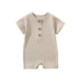 thumbnail image 1 of Toddler Baby Girls Boys Short Sleeve Solid Color T-Shirt Jumpsuit Romper 0-24 Months Newborn Jumpsuit Baby Boy Summer, 1 of 6
