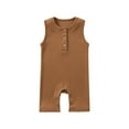 thumbnail image 1 of Toddler Baby Girls Boys Sleeveless Tank Tops Romper T-Shirt One Piece Jumpsuit Brown,0-3 Months, 1 of 6