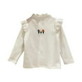 thumbnail image 1 of Toddler Baby Girls Boys T Shirt Ruffle Long Sleeve Embroidered Shirt Tops Kids Solid Color Casual Blouse, 1 of 5