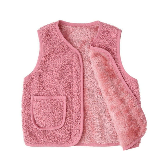 Toddler Baby Girls Boys Winter Warm Vest Fleece Zip up Cute Sleeveless Jackets Clothes Christmas Soft Plush Waistcoat Kids Puffer Quilted Gilet Coat
