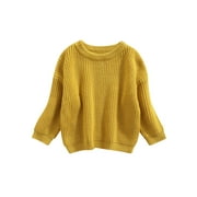 SUNLOUDY Toddler Baby Girls Candy Color Knit Pullovers Crew Neck Long Sleeve Infant Fall Winter Warm Sweaters