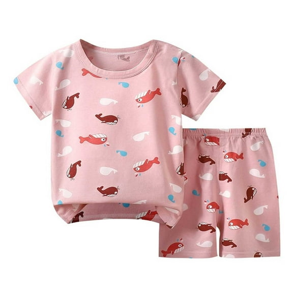 Toddler Baby Girls Casual Outfits 2 Piece Set Size 3t Cute Animal Cotton T-Shirts Shorts Lounge Wear Summer Outfits Pink, 4T