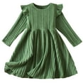 thumbnail image 1 of Toddler Girls Fall Sweater Dress Kids Ruffle Long Sleeve Crewneck Ribbed Knit A-Line Princess Party Dress, 1 of 4