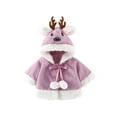 thumbnail image 1 of Toddler Baby Girls Christmas Outfit Deer Fleece Cloak Kids Windproof Poncho Hooded Cape Coat Fall Winter Jacket Clothes, 1 of 9