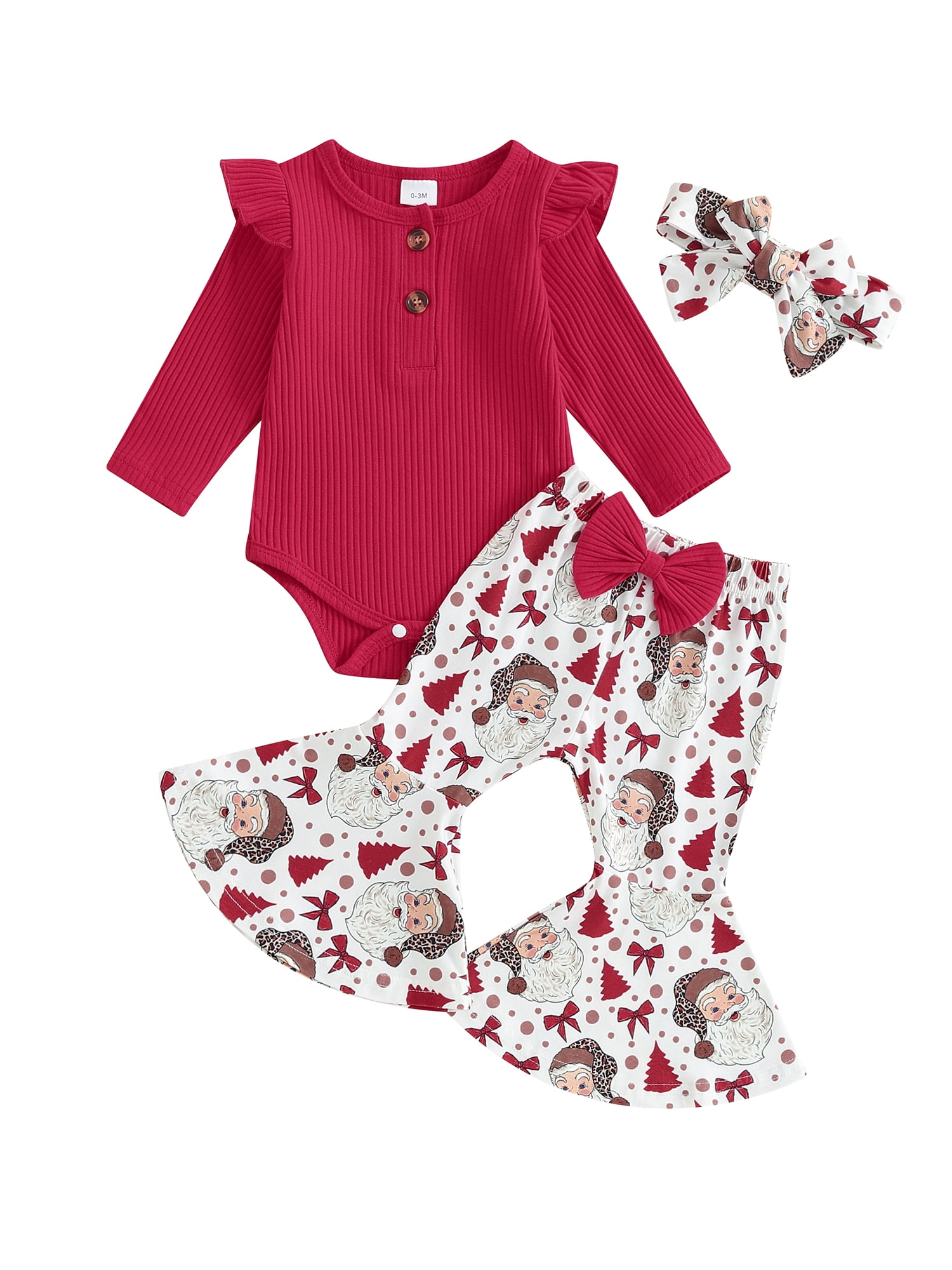 Toddler Baby Girls Christmas Outfits Santa Baby Romper Jumpsuit Bell