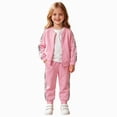 thumbnail image 1 of Toddler Baby Girls Clothes 9 12 18 24 Months 2T 3T Fall Winter Clothes Baby Crewneck Sweatshirts Pants Set Long Sleeve Girls Outfits Jacket Set Pink Size 12-24 Months, 1 of 7