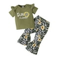 thumbnail image 1 of Toddler Baby Girls Clothes Baby Girls Outfits Baby Girls Short Sleeve Letter Print Top Floral Camouflage Pants 2PCS Clothing Set Green 12-18 Months, 1 of 8