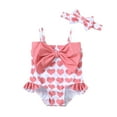 thumbnail image 1 of Toddler Baby Girls Clothes Baby Girls One-piece Swimsuit Sleeveless Suspender Cute Bowknot 12-18 Months Girls Summer Heart Print Swimwear Headband Set Pink, 1 of 8