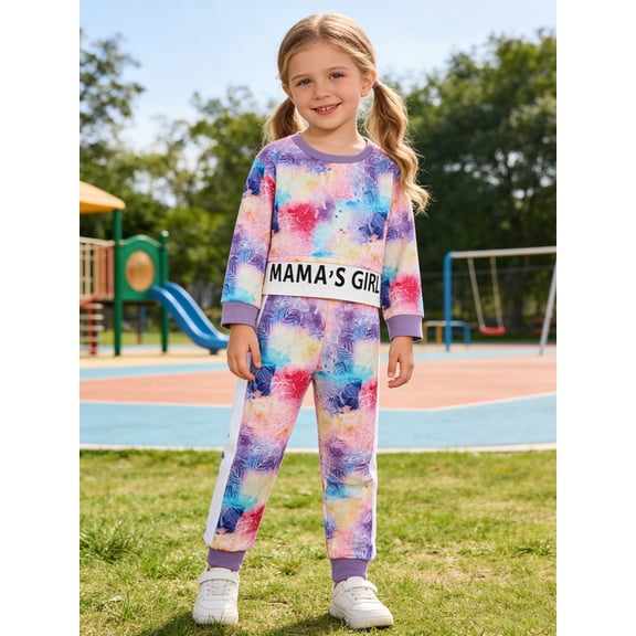 Toddler Girls Clothes 2 Piece Outfits Girls Long Sleeve Pullover Sweatshirt Tops + SweatPants Set Fall Winter Sweatsuits 1-6T Tracksuit Activewear