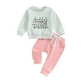 thumbnail image 1 of Toddler Baby Girls Clothes Sets 6M 12M 18M 24M 3Y Daddys Girl Letter Print Long Sleeve Pullover Sweatshirts Jogger Pants Infant Autumn Outfits, 1 of 9