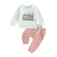 thumbnail image 1 of Toddler Baby Girls Clothes Sets 6M 12M 18M 24M 3Y Daddys Girl Letter Print Long Sleeve Pullover Sweatshirts Jogger Pants Infant Autumn Outfits, 1 of 10