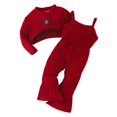thumbnail image 1 of ﻿ Toddler Baby Girls Clothes Sets Ribbed Knit Long Sleeve Cropped Sweater Tops and Flare Jumpsuit Sets Fall Winter Soft Clothing Set for Girls 6 Years, 1 of 9