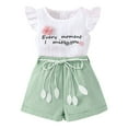 thumbnail image 1 of Toddler Baby Girls Clothes Short Sleeves T-Shirt Tops + Shorts Cute Summer Outfits Set Summer Clothes For Toddler Girls 3T Girl Clothes Summer Clothes Graphic, 1 of 9