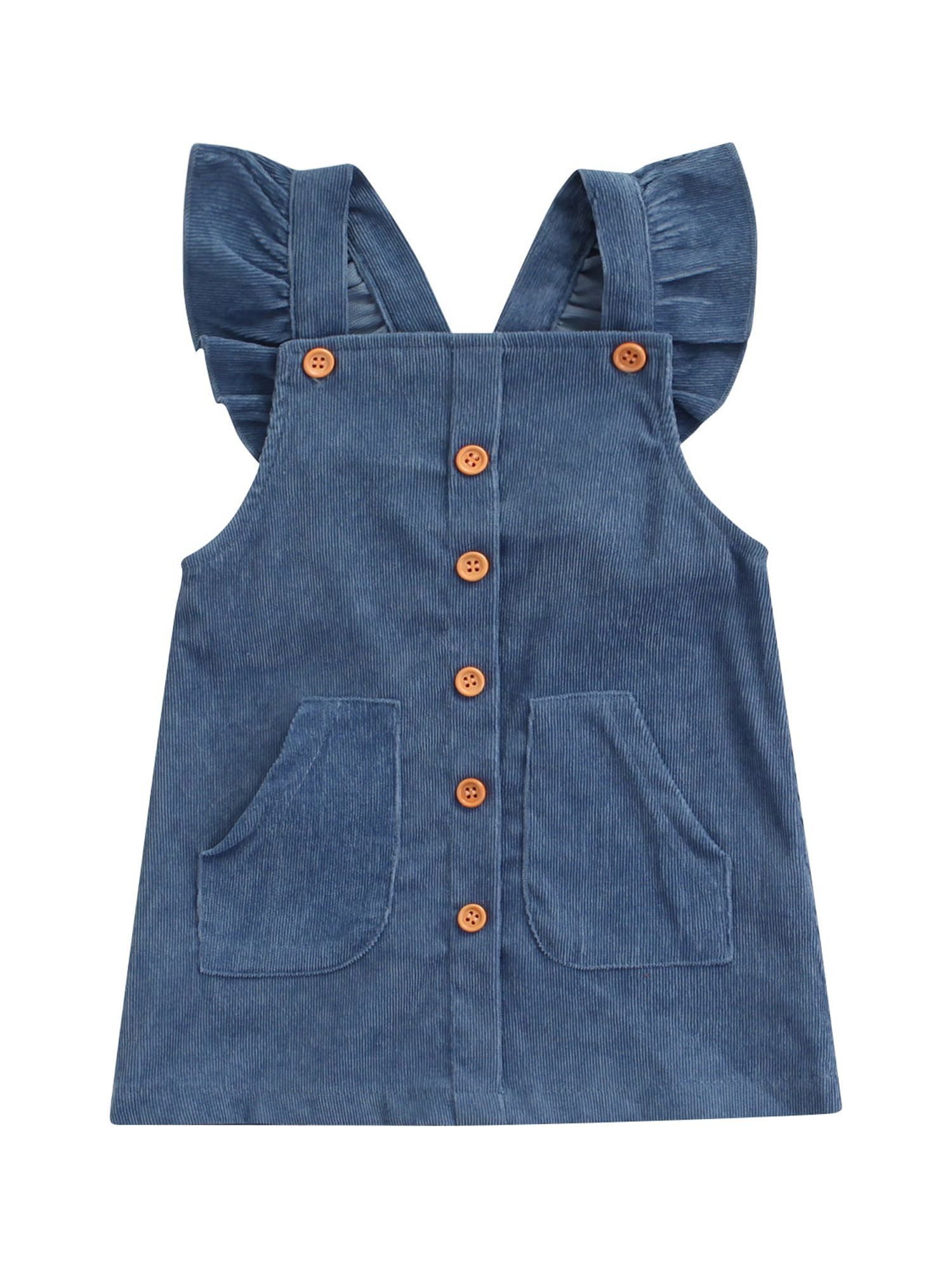 Toddler Baby Girls Corduroy Overall Dress Solid Color Square Neck Suspenders Skirt