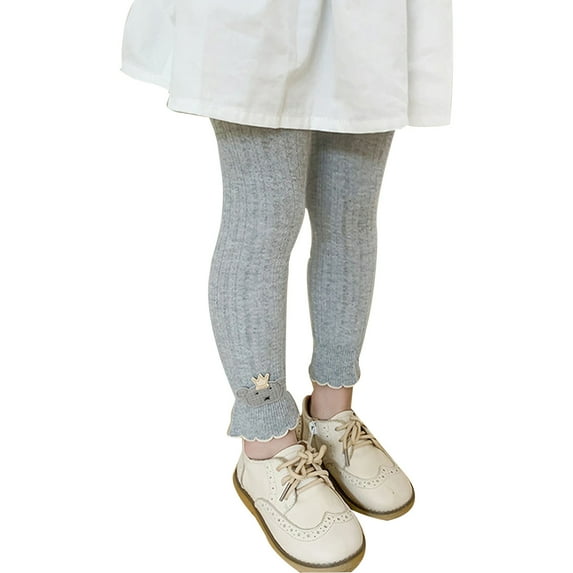 Toddler Baby Girls Cotton Cable Knit Footless Tights Cute Bear Warm Leggings Solid Ruffle Pantyhose Pants Winter