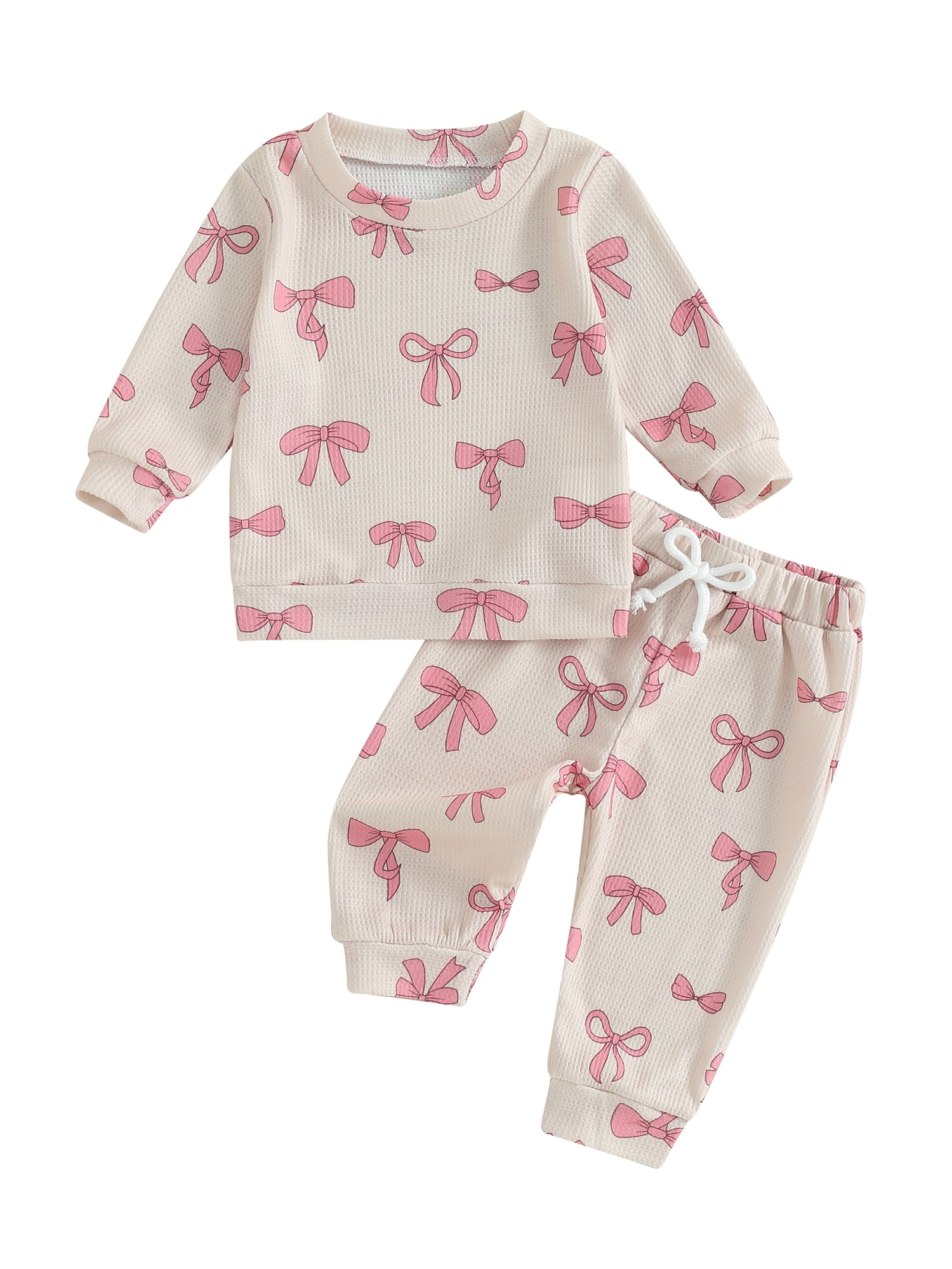 Toddler Baby Girls Cute Clothes Bowknot Print Long Sleeve Sweatshirt ...