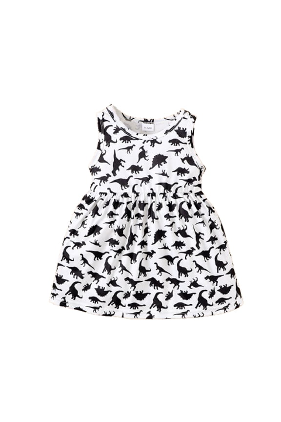 Toddler Baby Girls Dinosaur Dress Sleeveless Beach Dress Clothes 9-12M