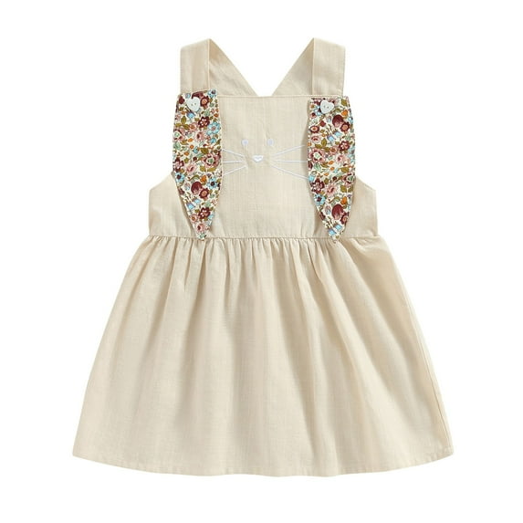 Toddler Baby Girls Dress Summer Casual Sleeveless Back Embroidered Dress Party Dress Kids Sleeveless Sundress