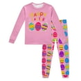 thumbnail image 1 of Toddler Baby Girls Easter Pajamas 2 Piece Easter Bunny Egg Print Long Sleeve Pants Lounge Set Sleepwear Easter Day Gift,Z4-Pink,3Y(3-4 Years), 1 of 4