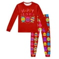 thumbnail image 1 of Toddler Baby Girls Easter Pajamas 2 Piece Easter Bunny Egg Print Long Sleeve Pants Lounge Set Sleepwear Easter Day Gift,Z4-Red,2Y(2-3 Years), 1 of 4