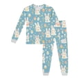 thumbnail image 1 of Toddler Baby Girls Easter Pajamas 2 Piece Easter Bunny Egg Print Long Sleeve Pants Lounge Set Sleepwear Easter Day Gift,Z5-Blue,8Y(8-9 Years), 1 of 3