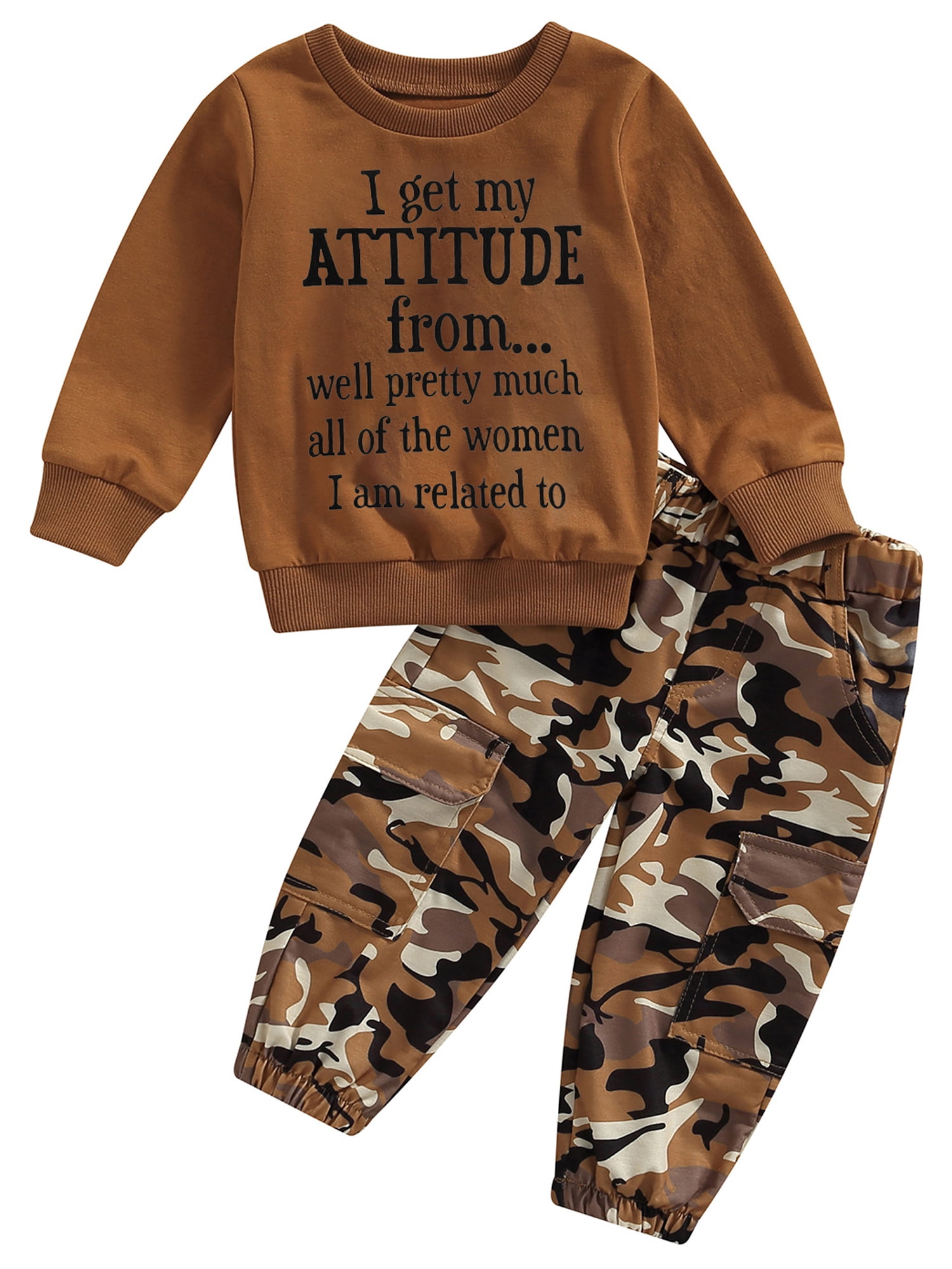 MA&BABY Toddler Girl Outfit - Sleeveless Blessed Print Top & Camouflage Pants Set
