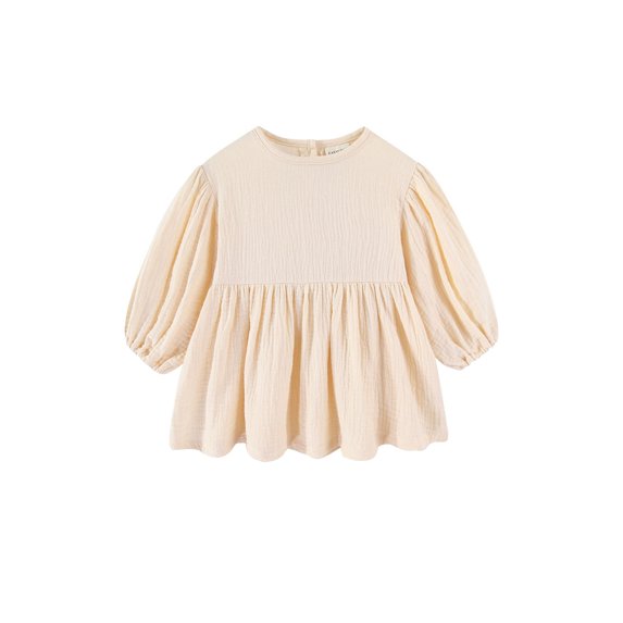 Toddler Baby Girls Fall Dress Long Sleeve Round Neck Solid Color Warm Dress