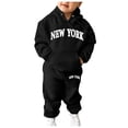 thumbnail image 1 of Toddler Baby Girls Fall Outfit Sweatshirt Kids Boys Kids Letter Hooded Tracksuit Unisex Hoodie Sweatpants Set Casual 2 Piece Outfits Size 3-4T, 1 of 5
