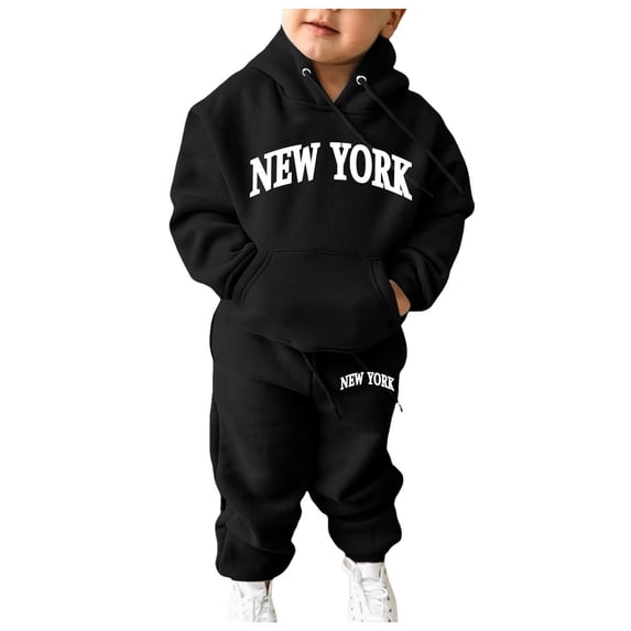Toddler Baby Girls Fall Outfit Sweatshirt Kids Boys Kids Letter Hooded Tracksuit Unisex Hoodie Sweatpants Set Casual 2 Piece Outfits Size 3-4T