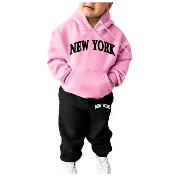 Toddler Baby Girls Fall Outfit Sweatshirt Kids Boys Kids Letter Hooded Tracksuit Unisex Hoodie Sweatpants Set Casual 2 Piece Outfits Size 4-5T