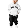 thumbnail image 1 of Toddler Baby Girls Fall Outfit Sweatshirt Kids Boys Kids Letter Hooded Tracksuit Unisex Hoodie Sweatpants Set Casual 2 Piece Outfits Size 4-5T, 1 of 5