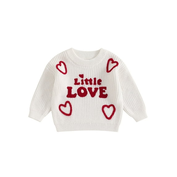 Toddler Baby Girls Fall Sweaters 0 6 12 18 24 Months 2T 3T Love Heart Letter Pattern Long Sleeve Crew Neck Baby Girls Pullovers