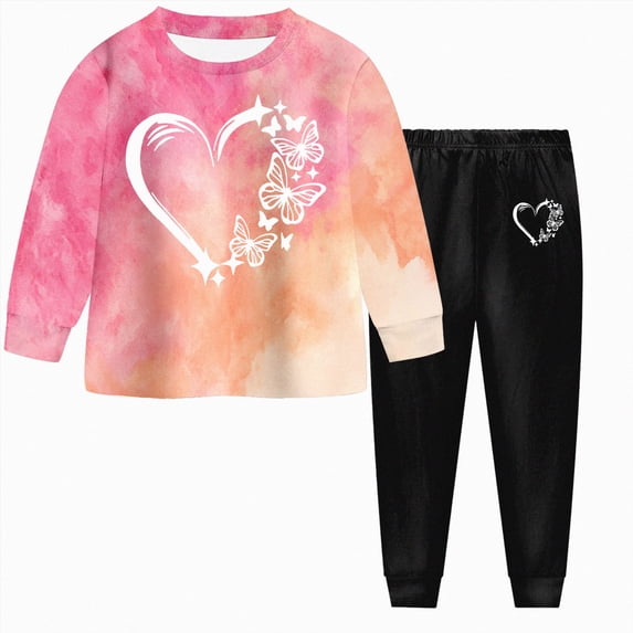 Toddler Baby Girls Fall Winter Outfits Clothing Sets 2 Piece 2t 3t 4t 5t 6t Girl Clothes Long Sleeve Tie-Dye Pullover and Leggings Jogger Set,5-6 Years,Hot Pink